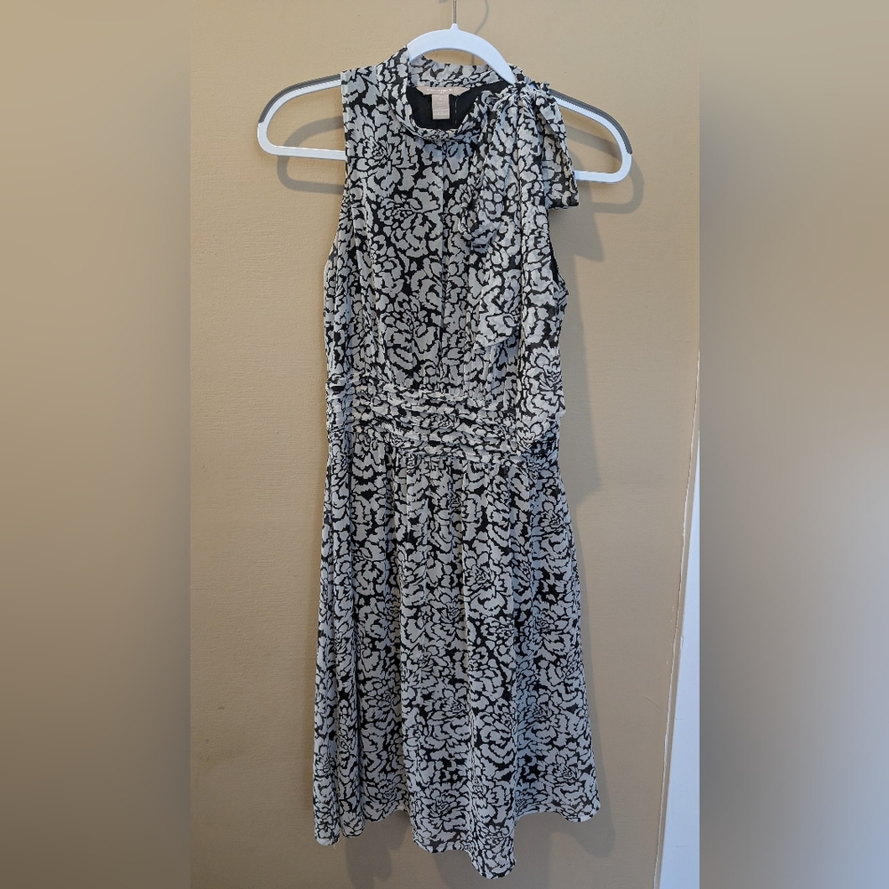 Banana Republic Black and White Floral Midi Dress